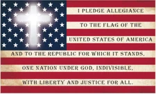 USA Pledge of Allegiance Cross 3'X5' Flag ROUGH TEX® 100D