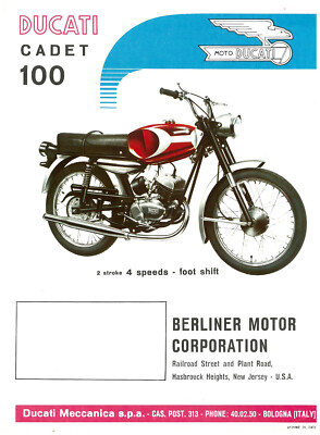 DUCATI Brochure Cadet 100 1967 1968 1969 Sales Catalog ORIGINAL