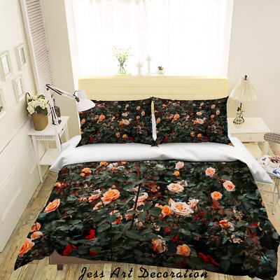 3D Rose Flower Fields Plant Quilt Cover Set Bedding Sets Pillowcases Queen