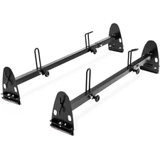 Universal  2 Bar Set  Van Roof Ladder Rack Steel Cargo Piping GMC Dodge Black