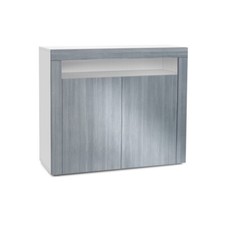 Kommode Sideboard Anrichte Schrank Valencia in Weiß - Hochglanz und Naturtöne