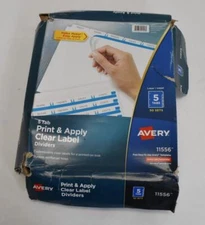 Avery 5168 Print & Apply Clear Label Dividers With Index Maker 5-Tab 50 Pack