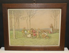 Hans Richard von Volkmann Fruhlingsreigen Original Lithografie 1904 Eichenrahmen
