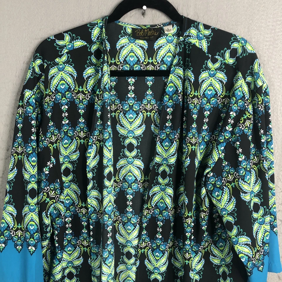 Кардиган женский Bob Mackie L синий искусство носить богемное заявление офис карьера - Изображение 2 из 4