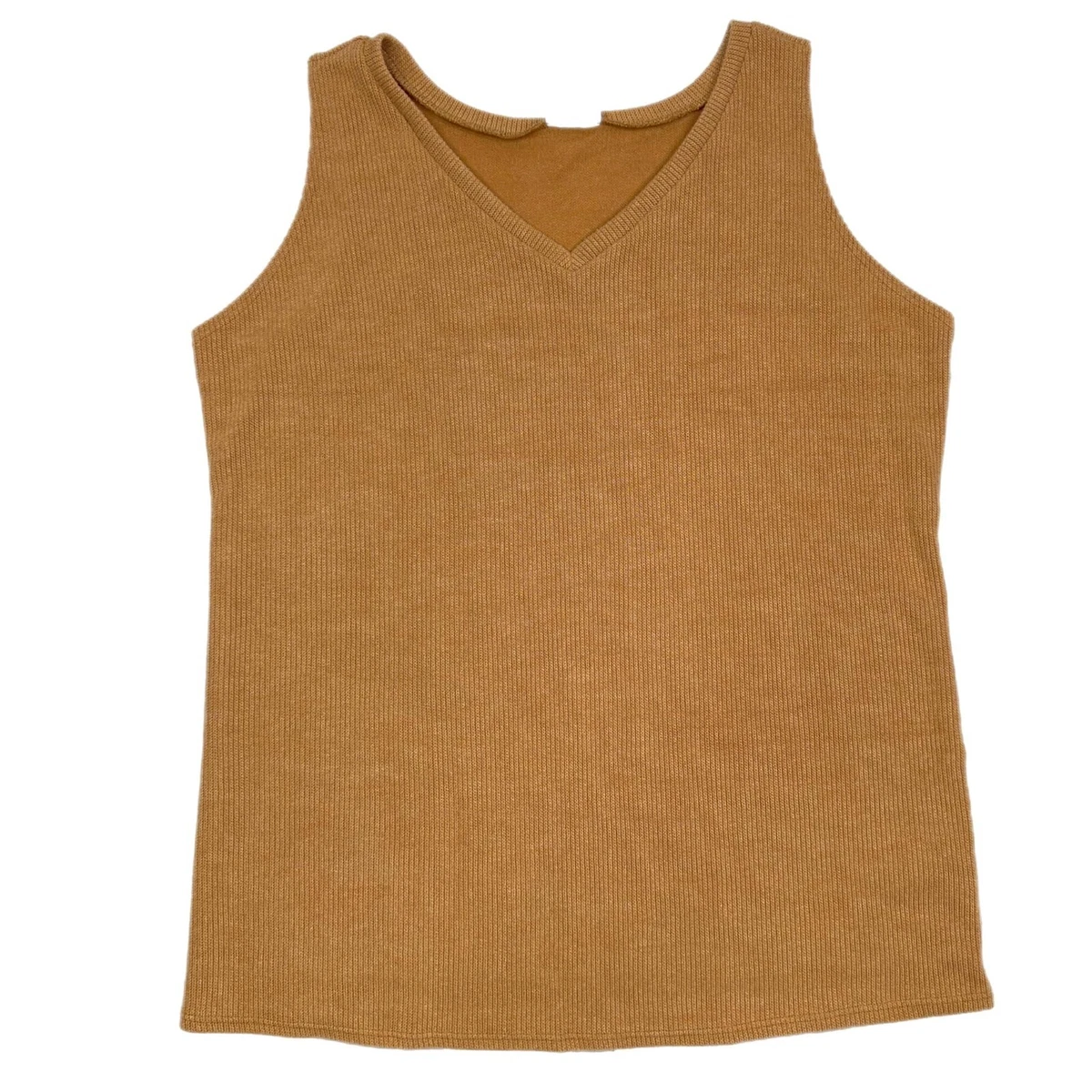 LuLaRoe SMALL Farrah Knit Sweater Tank Top Solid Caramel Brown