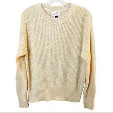 Universal Thread Textured Crewneck Pullover Sweater Yellow Multi Womens XS NWT