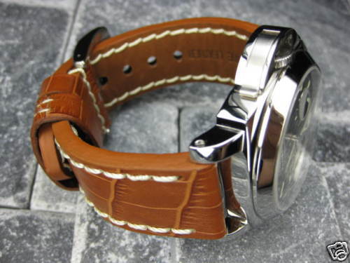 BIG GATOR 24mm LEATHER STRAP Watch Band Pam 1950  Tang Buckle Light Brown 24 I - Picture 1 of 1