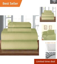 Sage Green Luxury Microfiber Split King 5-Piece Sheet Set - Wrinkle-Free Comfort