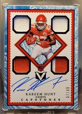 2017 Panini Vertex Rookie Capstones Kareem Hunt Quad Relic Auto #d 49