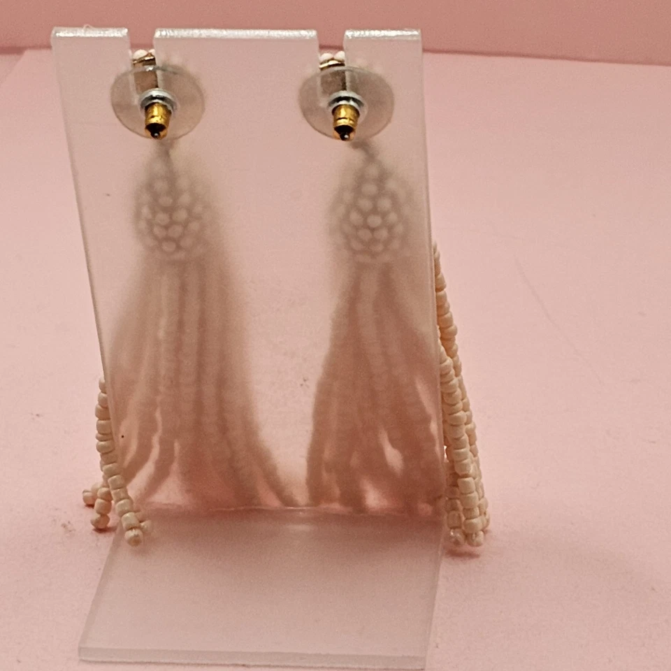 PENDIENTES COLGANTES BORLA CUENTAS CHUCHERÍA DECLARACIÓN BOHO ROSA Foto 3 de 4