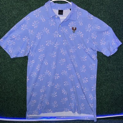 Dunning Golf Polo  Large Blue Pink Golf Shirt Eagle On The World 1924 Preppy J23