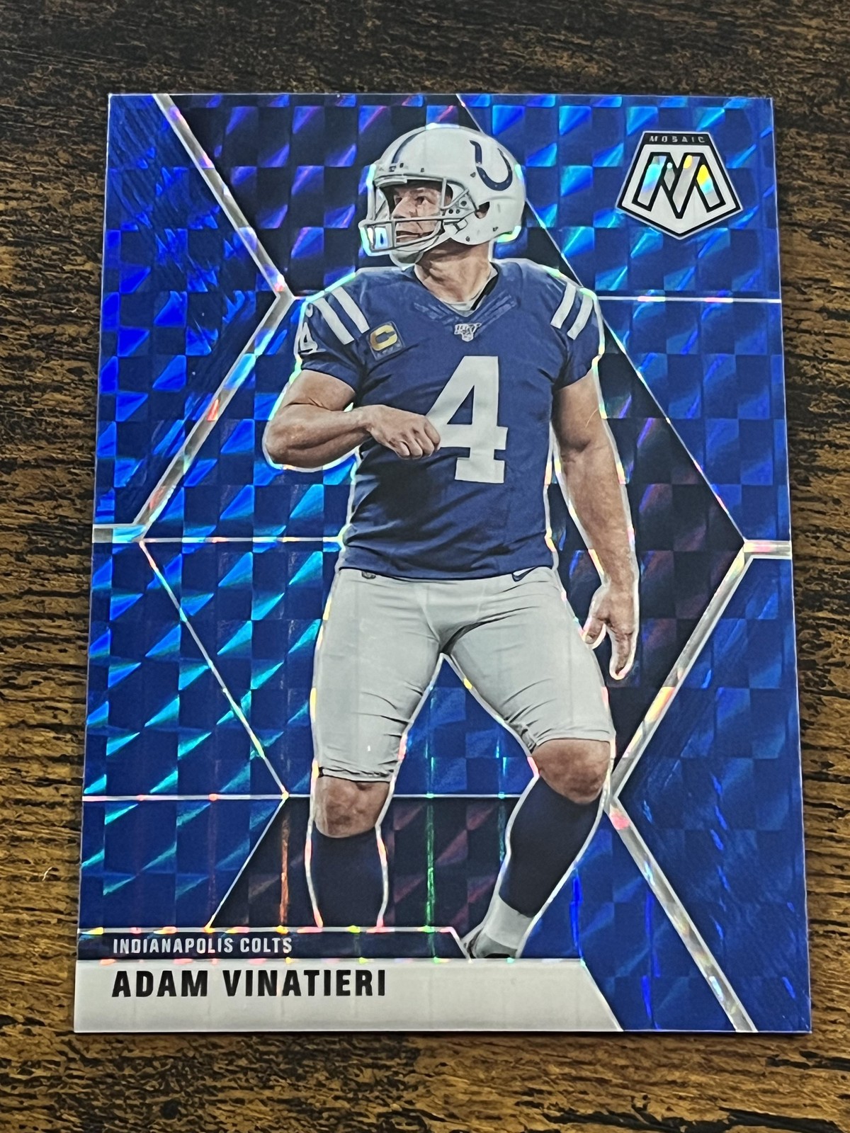 2020 Panini Mosaic #95 Adam Vinatieri Prizm Blue #/99