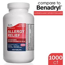Allergy Relief | Diphenhydramine HCl 25mg 1000 Tablets | Relief