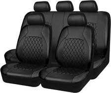 Universal Deluxe Pu Luxury Vinyl Faux Leather Car Seat Covers Full Set, Airba...