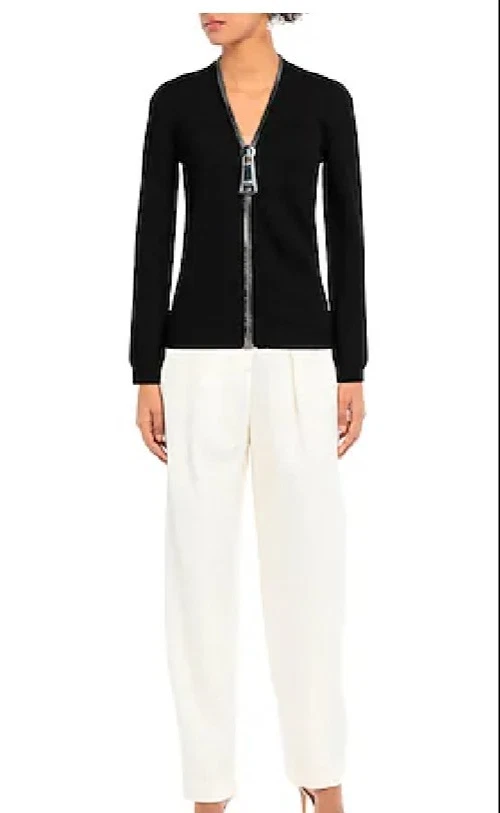 Suéter Cárdigan Moschino Couture Negro Lana Virgen Tejido Gran Tamaño Cremallera $950 6 Foto 4 de 4