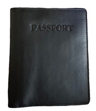 Leather Passport Wallet Black Red 47