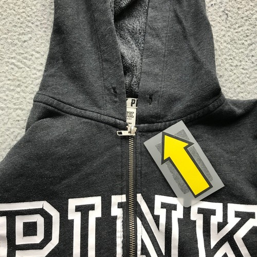 Pink Victoria's Secret Sweatshirt Hoodie Jacket Women's S Logo Full Zip Gray - Picture 4 of 11
