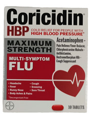 UPC 041100574626 product image for Coricidin HBP Maximum Strength Multi-Symptom Flu 10 Tablets Cold & Cough Relief | upcitemdb.com