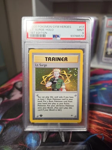 2000 Pokemon Gym Heroes 1st Edition #17/132 Lt. Surge HOLO PSA 9 MINT