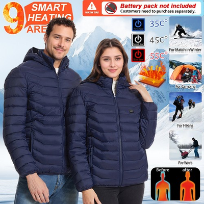 #ad #ad 9 Areas USB Electric Heated Jacket Outdoor Heating Jackets Winter Warm Coat Men $35.99
