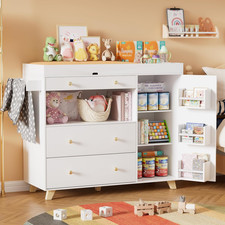 Changing Table Modern Dresser with Wide Table Top, 3Drawers, White Drawer