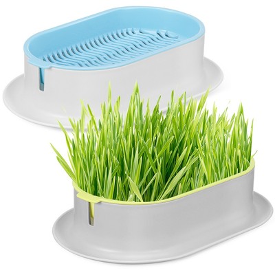 2 Pcs Katzengrasbox Hydroponischer Katzengras-pflanzkasten Übertopf Für