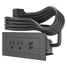 Legrand Rdzbk Outlet Strip, Usb, 2 Nema 5-15P, 5-15P, 6 Ft., Black