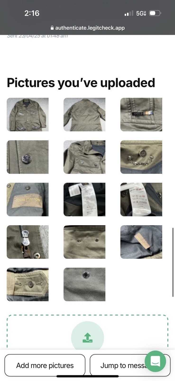 LOUIS VUITTON（LV） Louis Vuitton Giacca da Campo Uomo 56 Verde Cotone Pelle Esercito Militare