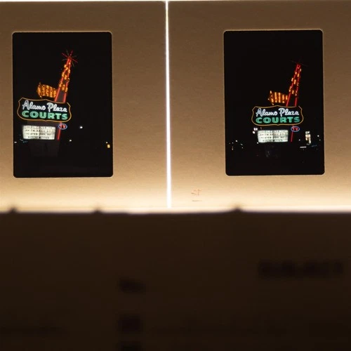 Alamo Plaza Courts Hotel Neon Sign Vintage 1973 Photo Slides