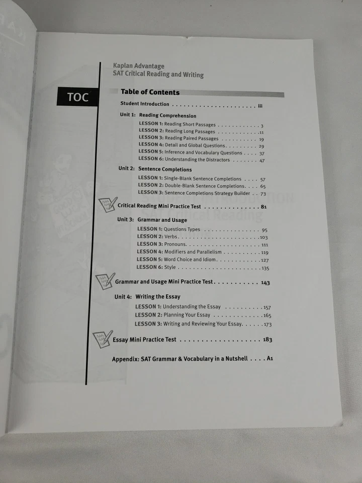 SAT Kaplan Advantage Critical Reading and Writing Workbook 2007 Paperback - Image 3 of 4