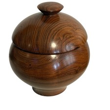 Vintage Hand Turned Wooden Bowl with Lid 5 1/4" Diameter