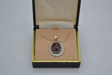 Poppy Jasper Necklace Silver Chain Montana Made Stone 18mm Pendant Red Purple