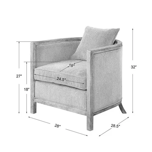 Uttermost Viaggio Contemporary Wood and Fabric Accent Chair in Gray - Picture 9 of 9