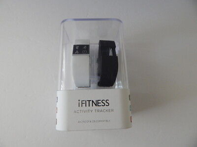 iFITNESS Unisex Fitness Tracker & Interchangeable Band Set White/Black New
