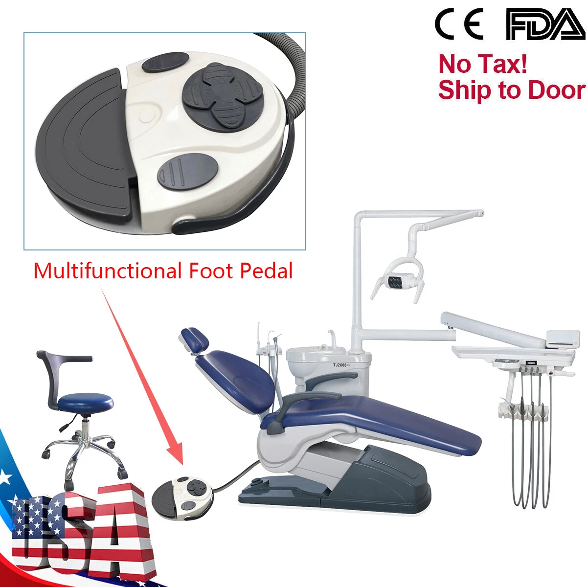 Dental Unit Chair Hard Leather+Dentist Stool + DDS+ New Foot Pedal Unidad silla image 7