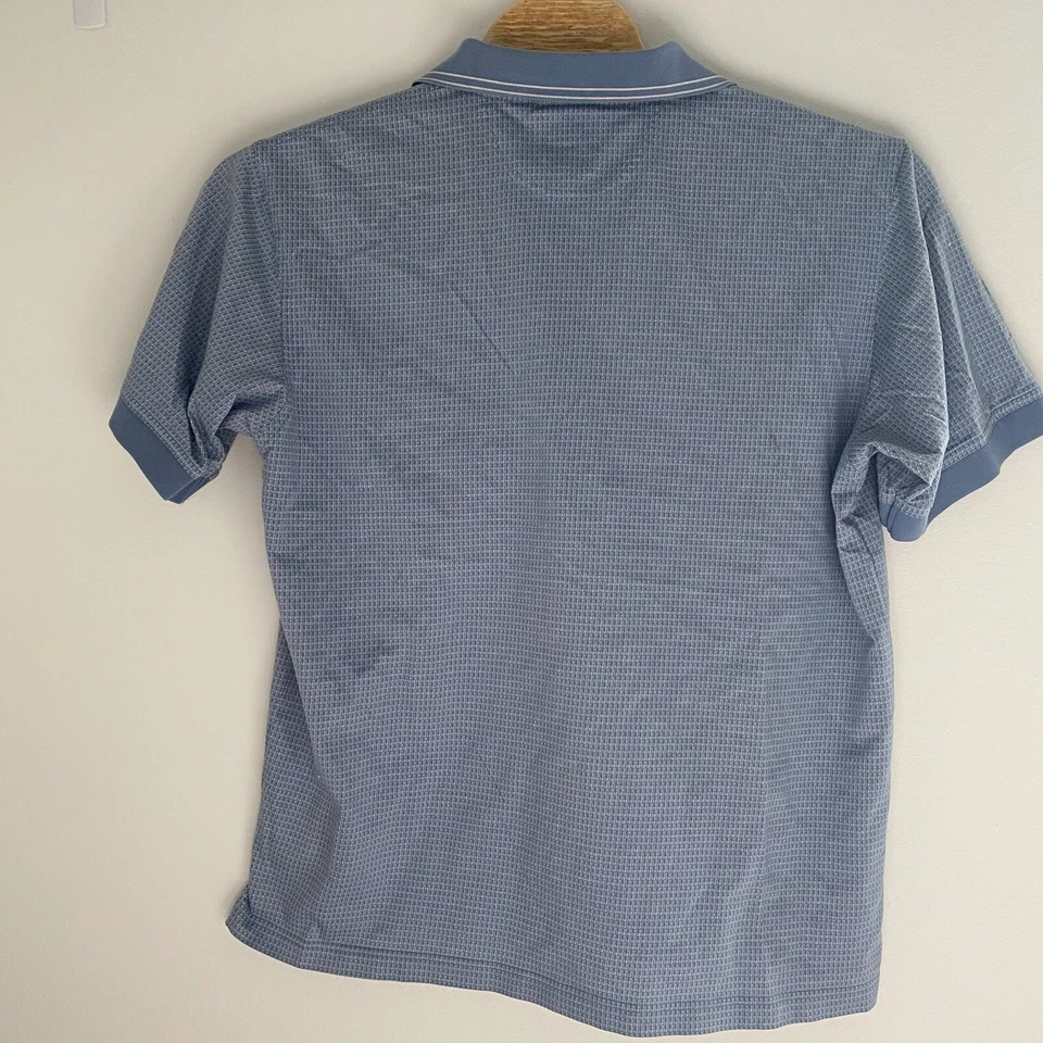 Camisa Polo Greg Norman Para Hombre XL Azul Estampada Mercerizada 100% Algodón Manga Corta Foto 2 de 4