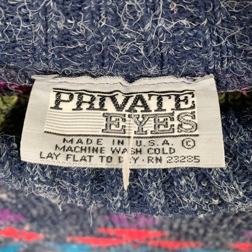 Vintage Private Eyes Women’s Sweater M/L Multi Color Geometric Pullover USA - Picture 4 of 4