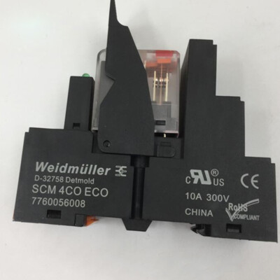 2Pcs WEIDMULLER RCM 570730 RIM3 Power Relay with SCM4COECO Socket 10A 300V