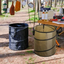 Portable Oxford Collapsible Pop-Up Garden Leaf Trash Can Garbage Storage Bag Bin