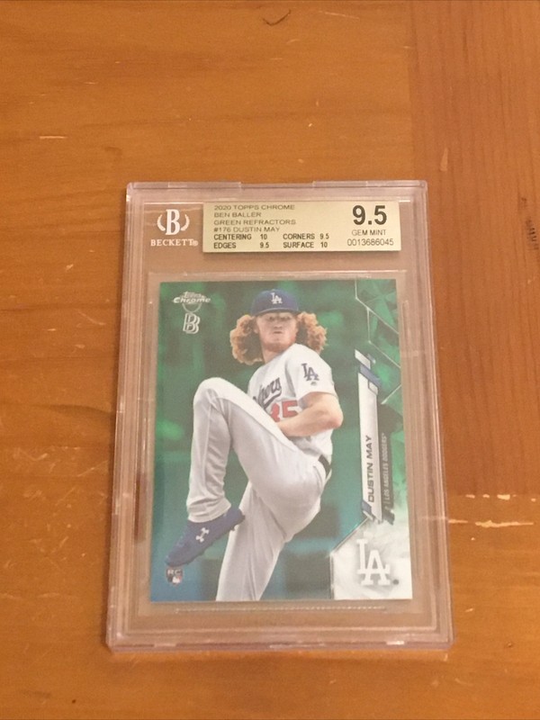 (38/99)GREEN Dustin May BGS 9.5 Topps Chrome Ben Baller 2020 Los Angeles Dodgers