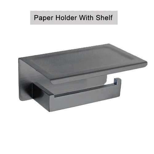Brushed Grey Bathroom Accessorie Stainless Steel Metal Towel Rack Paper Holder - Picture 31 of 46