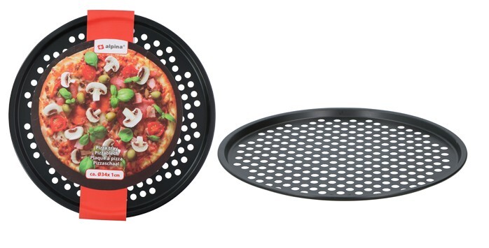 2 x 13" Ofen Pizza Backblech perforiert Antihaft Pizza Pfanne Servierplatte