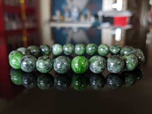 Finnish FINLAND Chrome DIOPSIDE Bead Bracelet Men 10mm Stretch 7, 7.5, 8, 8.5 - Picture 9 of 9