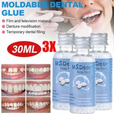 3×Rubber False Teeth Solid Glue Temporary Tooth Gap Filler Tooth Moldable Repair