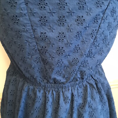 Textile Elizabeth & James Navy Blue Floral Eyelet Apron Dress Size Medium |  eBay
