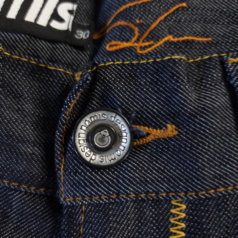 Pantalones de mezclilla Nomis para hombre 30x32 azul pierna recta algodón Simon Chamberlain Foto 3 de 4