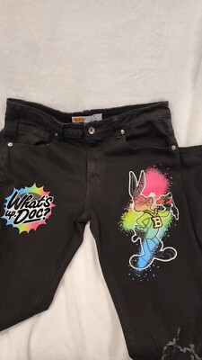 Looney Tunes Jeans Sz 34 Bugs Bunny Distressed Destroyed