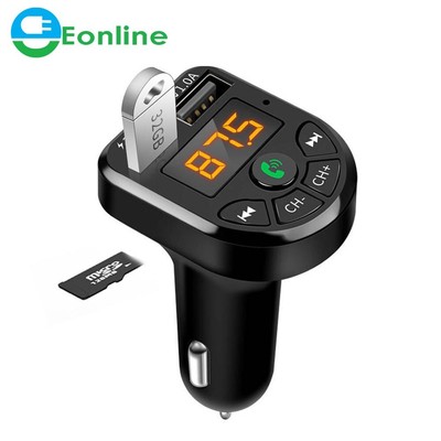 Wireless 5.0 FM Transmitter Car Kit - MP3 Modulator, Handsfree Receiver,Dual USB