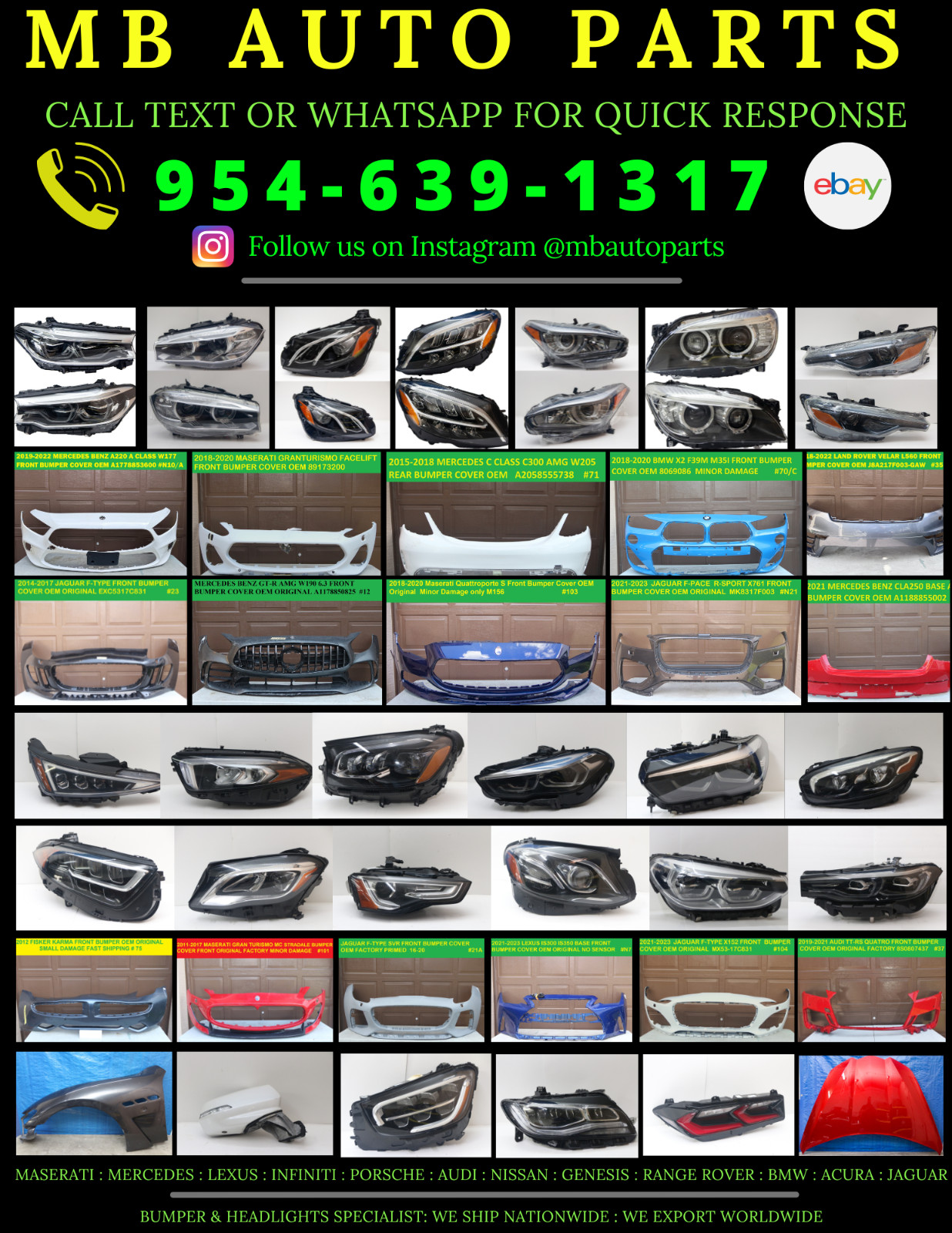✅ 2017-2020  Bentley Bentayga Left Driver  Headlight OEM 1st GEN 36A941005H