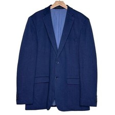 Izod 44L blue herringbone tweed men's 2 button classic fit blazer sports coat